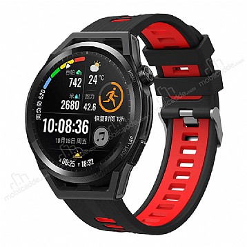 Huawei Watch GT 2 42 mm Siyah-Krmz Silikon Kordon