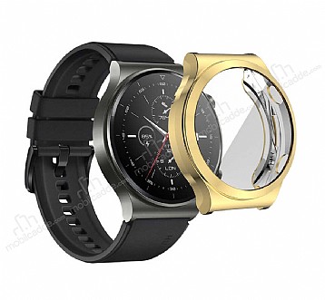 Huawei Watch GT 2 Ekran Korumal Gold Silikon Klf (46 mm)