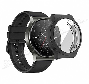 Huawei Watch GT 2 Pro Ekran Korumal Siyah Silikon Klf