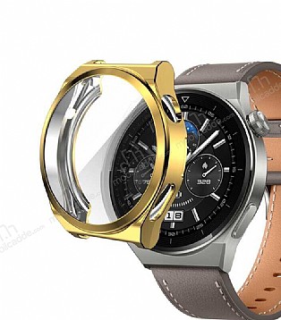 Huawei Watch GT 3 Pro 43mm Ekran Koruyucu Gold Silikon Klf