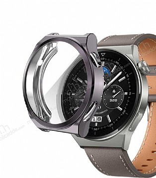 Huawei Watch GT 3 Pro 43mm Ekran Koruyucu Gri Silikon Klf