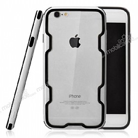 ICON iPhone 6 Plus / 6S Plus Silver Silikon Kenarl effaf Rubber Klf