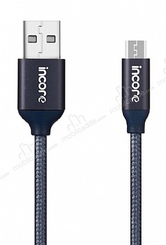 incore inLine Micro USB rgl Dark Silver Kablo 2m