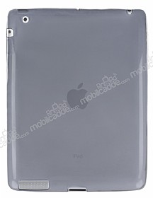 iPad 2 / 3 / 4 Ultra nce effaf Siyah Silikon Klf