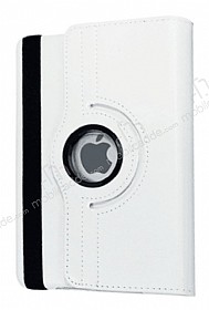iPad Pro 9.7 360 Derece Dner Standl Beyaz Deri Klf