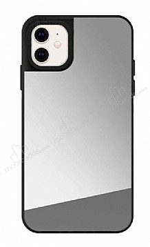 iPhone 11 Aynal Silver Silikon Kenarl Rubber Klf