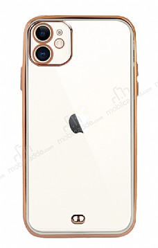 iPhone 12 6.1 in Kamera Korumal Bumper Beyaz Silikon Klf