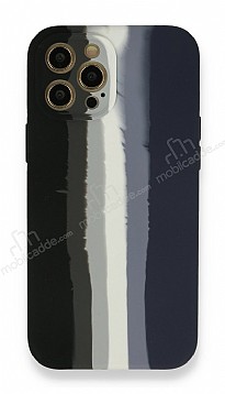 iPhone 11 Pro Max Rainbow Lansman Siyah-Lacivert Silikon Klf