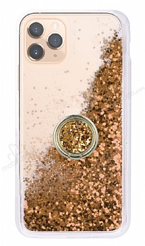 iPhone 11 Pro Max Simli Sulu Yzk Tutuculu Gold Rubber Klf