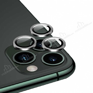 iPhone 11 Pro Metal Kenarl Cam Silver Kamera Lensi Koruyucu