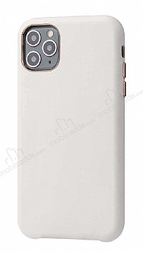 iPhone 11 Pro Metal Tulu Beyaz Deri Klf