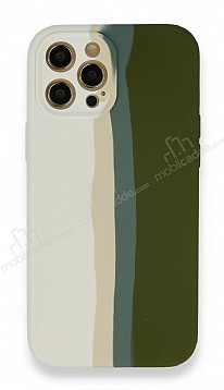iPhone 11 Pro Rainbow Lansman Beyaz-Yeil Silikon Klf
