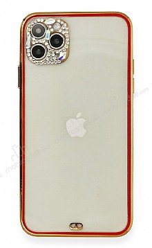 iPhone 11 Pro Tal Kamera Korumal Krmz Silikon Klf