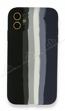 iPhone 11 Rainbow Lansman Siyah-Lacivert Silikon Klf