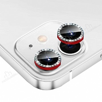 iPhone 12 Mini 5.4 in Crystal Krmz Tal Kamera Lensi Koruyucu
