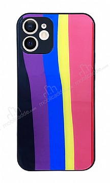 iPhone 12 Mini Rainbow Glass ok Renkli Silikon Klf