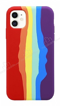 iPhone 12 Mini 5.4 in Rainbow Lansman Krmz Silikon Klf