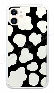 iPhone 12 Mini 5.4 in nek Desenli Beyaz Kenarl Silikon Klf
