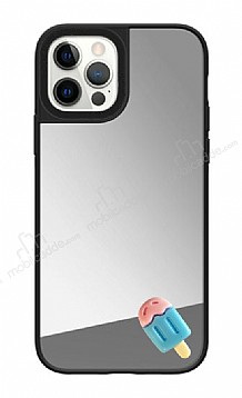 iPhone 12 Pro Max Dondurma Figrl Aynal Silver Rubber Klf