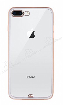 iPhone 7 Plus / 8 Plus Kamera Korumal Bumper Beyaz Silikon Klf