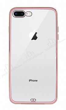 iPhone 7 Plus / 8 Plus Kamera Korumal Bumper Pembe Silikon Klf