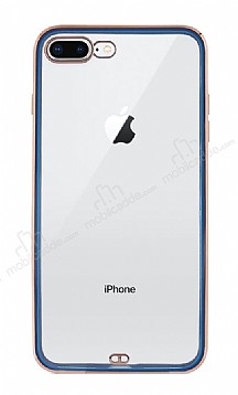 iPhone 7 Plus / 8 Plus Kamera Korumal Bumper Lacivert Silikon Klf