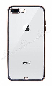iPhone 7 Plus / 8 Plus Kamera Korumal Bumper Siyah Silikon Klf