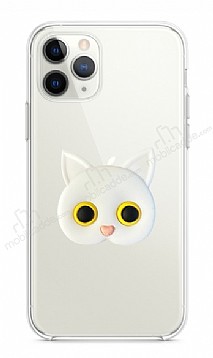 iPhone 13 Pro Max Kedi Figrl Telefon Tutuculu Beyaz Silikon Klf