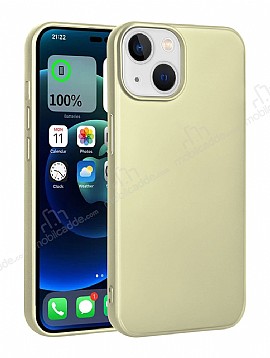 iPhone 15 Plus Kamera Korumal Mat Gold Silikon Klf