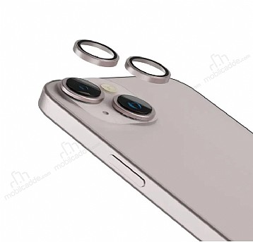 iPhone 15 Plus Metal Pembe Kamera Lens Koruyucu