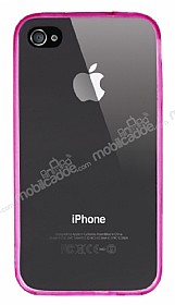 iPhone 4 / 4S Silikon Kenarl Ultra nce Kristal Koyu Pembe Klf
