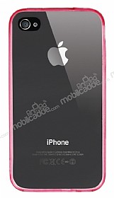 iPhone 4 / 4S Silikon Kenarl Ultra nce Kristal Ak Pembe Klf