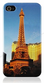 iPhone 4 / iPhone 4S Eiffel Kulesi Sert Parlak Rubber Klf