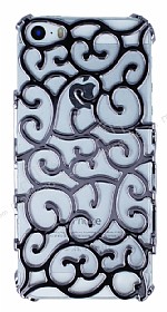 iPhone SE / 5 / 5S Floral Dark Silver Rubber Klf
