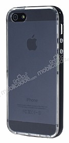 iPhone SE / 5 /5S Siyah Kenarl effaf Silikon Klf