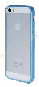 iPhone SE / 5 / 5S Mavi Silikon Kenarl effaf Rubber Klf