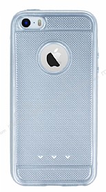 iPhone SE / 5 / 5S Metalik Noktal Silver Silikon Klf