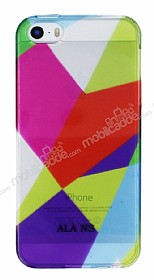 iPhone SE / 5 / 5S Renkli Prizma effaf Silikon Klf