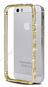 iPhone SE / 5 / 5S Seramik Tal Metal Bumper ereve Gold Klf