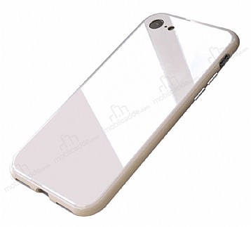 iPhone 6 / 6S 360 Derece Koruma Manyetik Beyaz Cam Klf