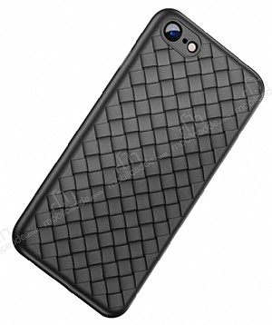 iPhone 6 / 6S Hasr Desenli Siyah Silikon Klf