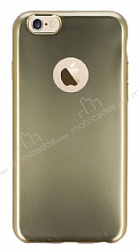 iPhone 6 Plus / 6S Plus Metalik Gold Silikon Klf
