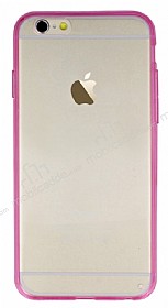iPhone 6 / 6S Pembe Silikon Kenarl effaf Rubber Klf