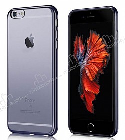 iPhone 6 / 6S Siyah Kenarl effaf Rubber Klf