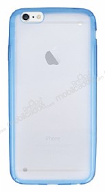 iPhone 6 / 6S Mavi Silikon Kenarl Ultra nce effaf Rubber Klf