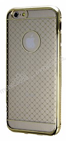 iPhone 6 / 6S Gold Metal Kenarl Desenli Kristal Klf