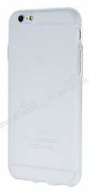 iPhone 6 / 6S Metal Tulu effaf Beyaz Silikon Klf