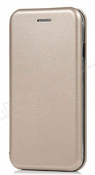 iPhone 6 Plus / 6S Plus Curve Manyetik Kapakl Gold Deri Klf