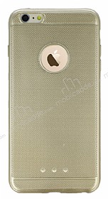 iPhone 6 Plus / 6S Plus Metalik Noktal Gold Silikon Klf