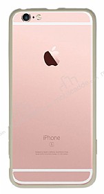 iPhone 6 Plus / 6S Plus Krem Silikon Kenarl effaf Rubber Klf